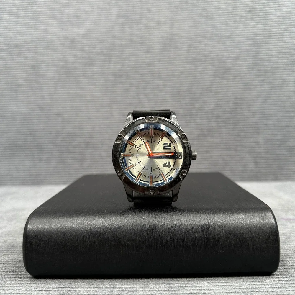 Diesel Swiss Made Watch 9146STA Black Stainless Steel Silver Dial Rubber Strap
